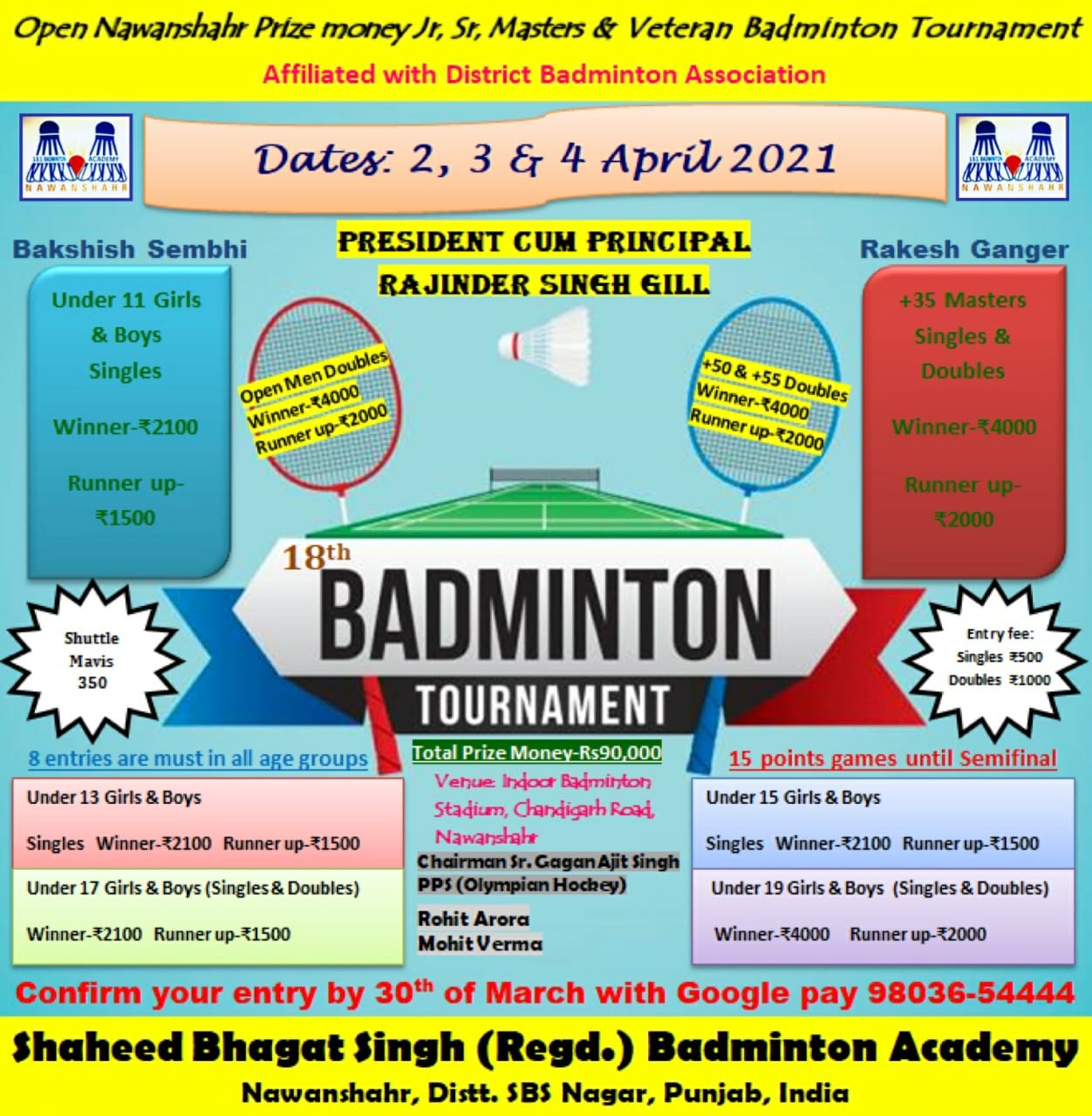 Shaheed Bhagat Singh (Reg) Badminton Academy