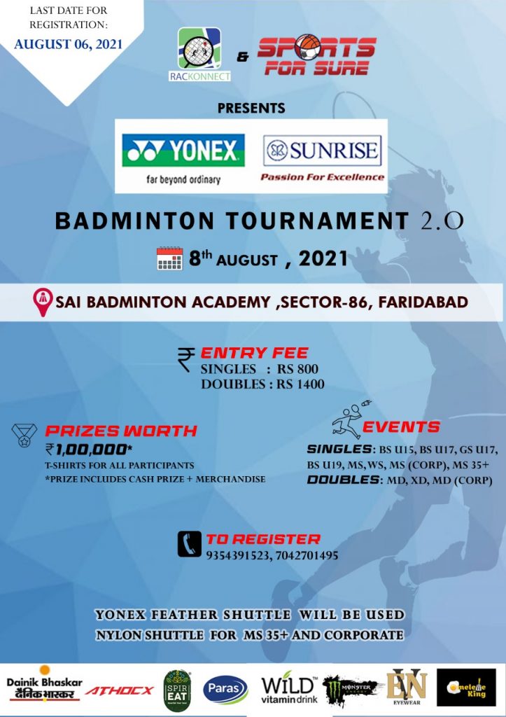 BADMINTON TOURNAMENT 2.0 (FARIDABAD) – Badmintonpb