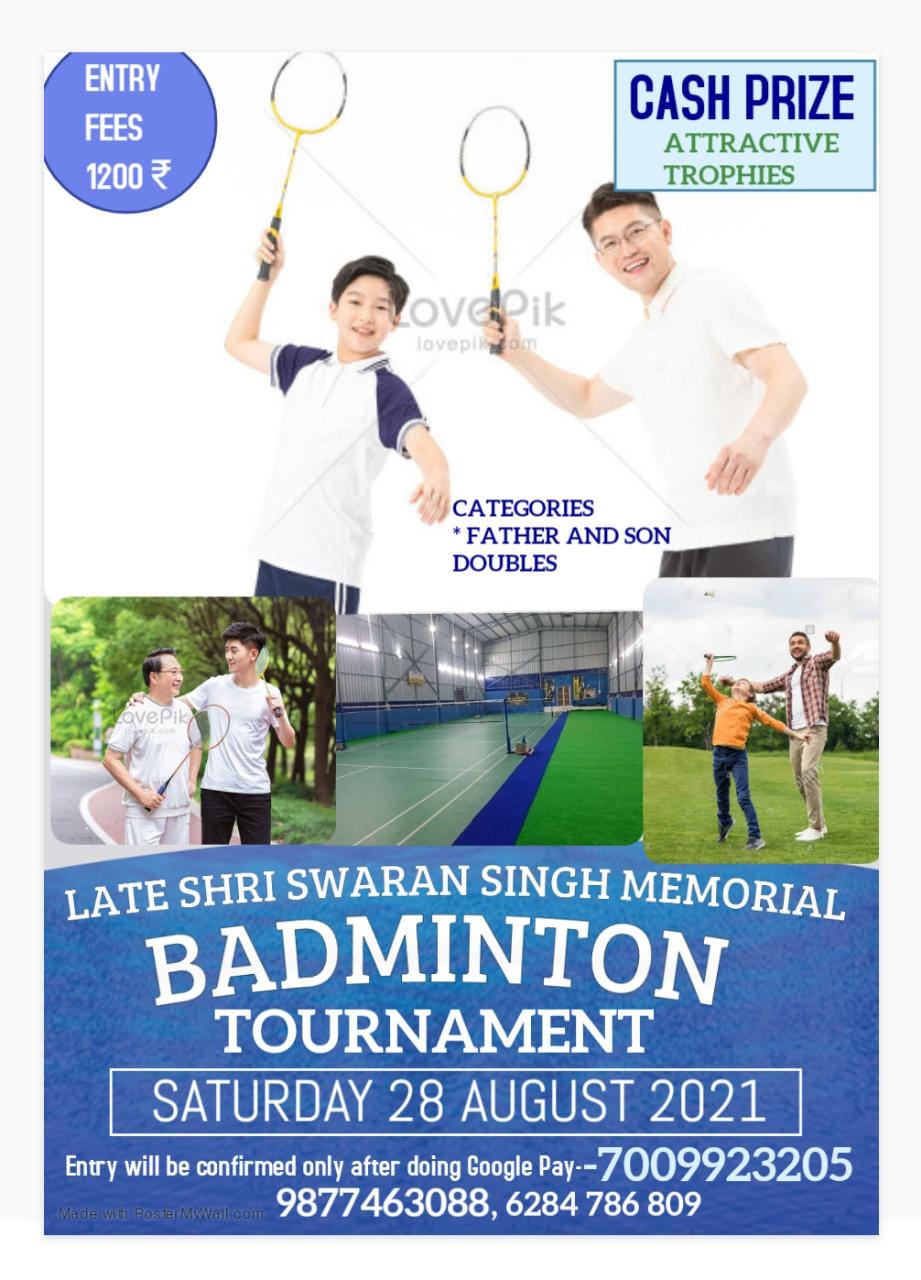 Father & Son Doubles Badminton Tournament (Ropar) Badmintonpb