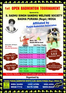 Open Badminton Tournament - Bagha Purana (Moga)