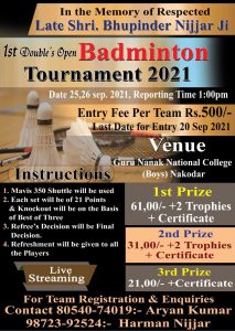 Nakodar Doubles Badminton Tournament