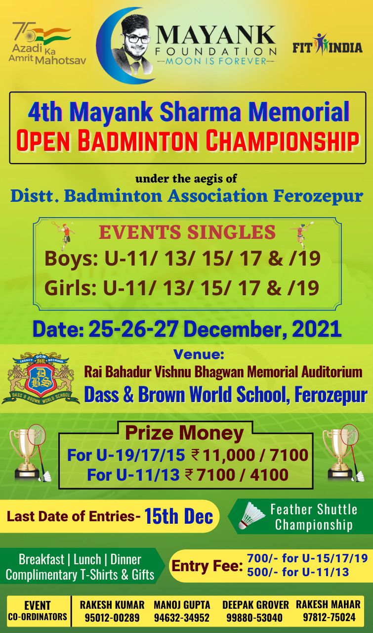 4th Mayank Memorial Badminton Championship