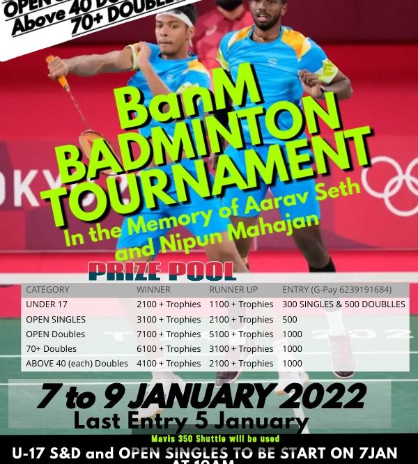 BanM Badminton Tournament 7-9 Jan.2022