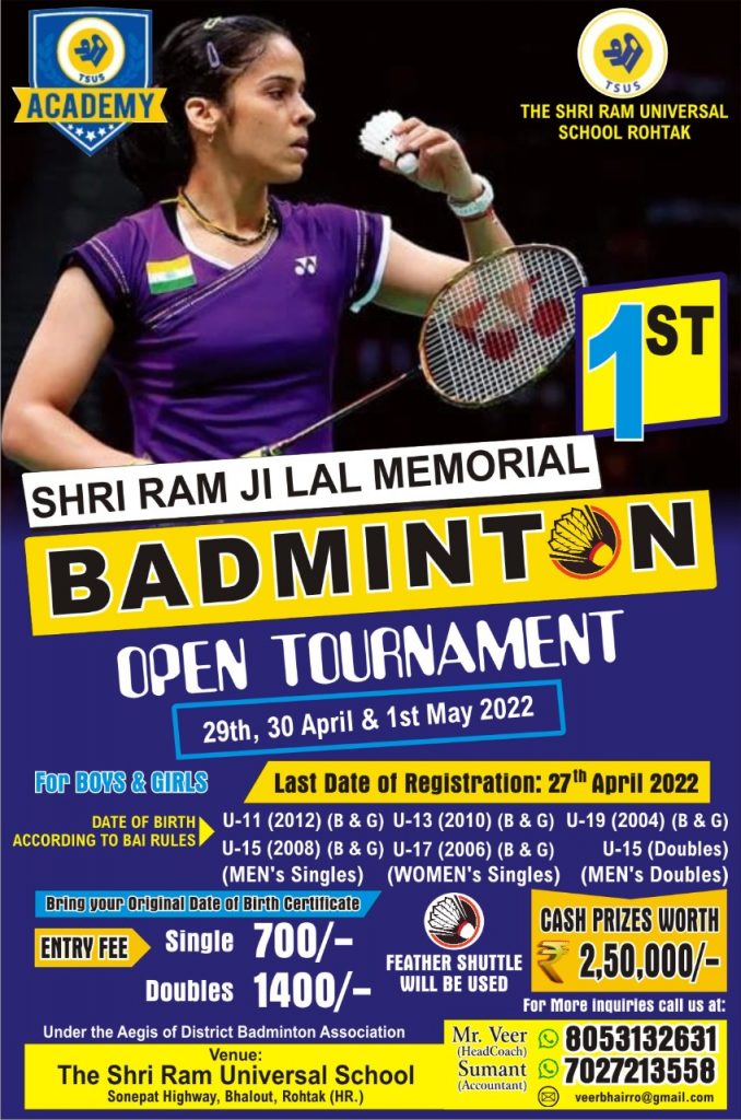 SRJL Mem. Open Badminton Tournament Badmintonpb