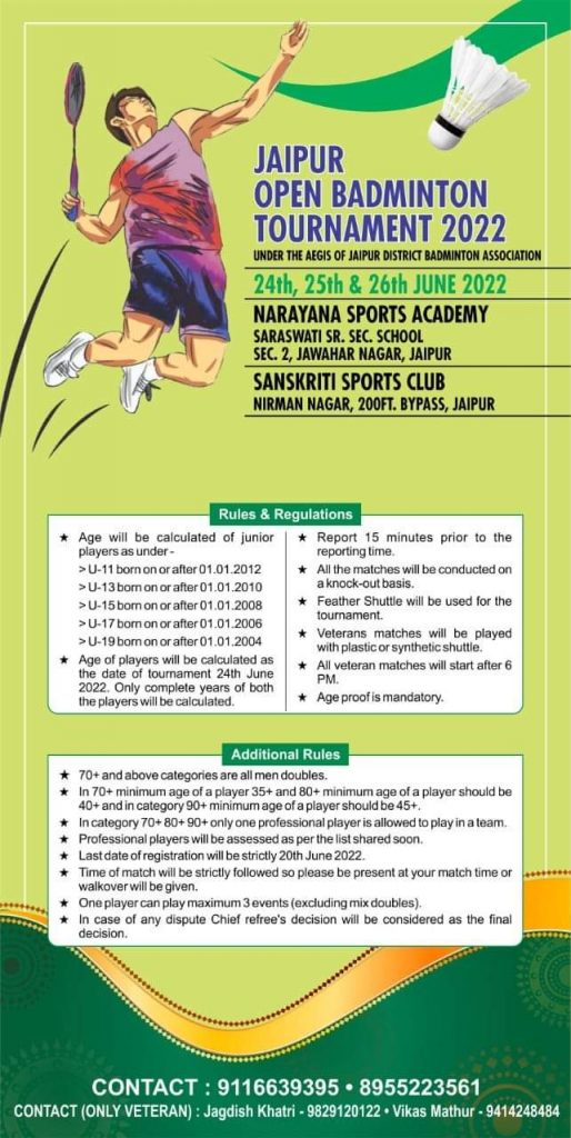 Jaipur Open Badminton Tournament 2022 – Badmintonpb