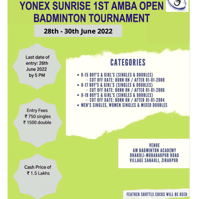 Yonex Sunrise 1st AMBA Open Badminton Tournament