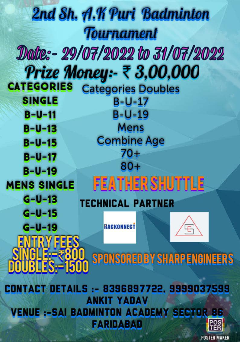 2nd Sh.AK Puri Badminton Tournament-2