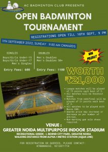 Open Badminton Tournament Greator Noida