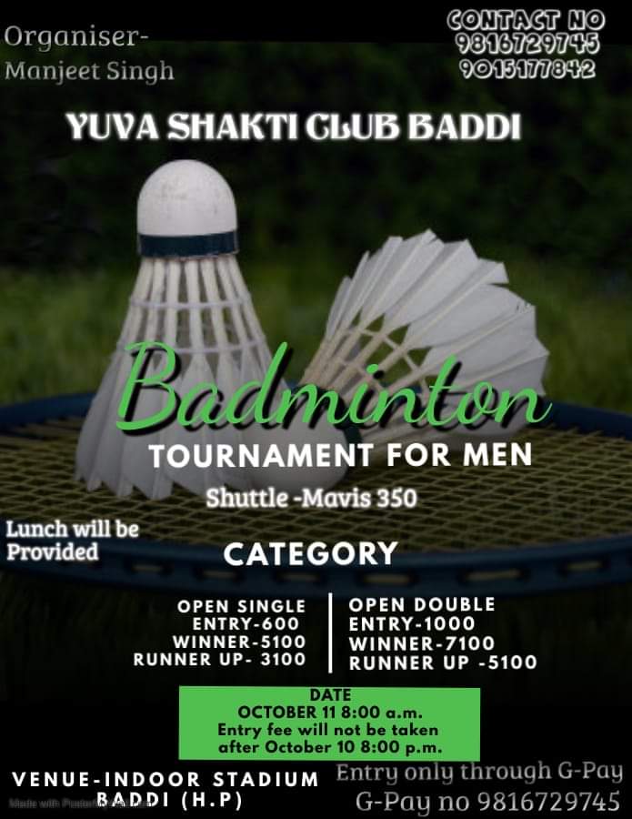 Open Badminton Tournament Baddi
