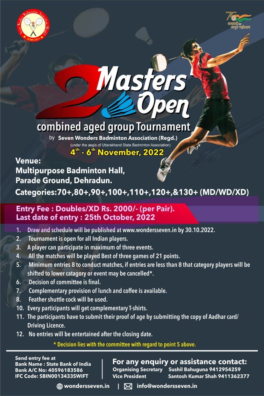 2nd Masters Open Combined Age Badminton Tournament