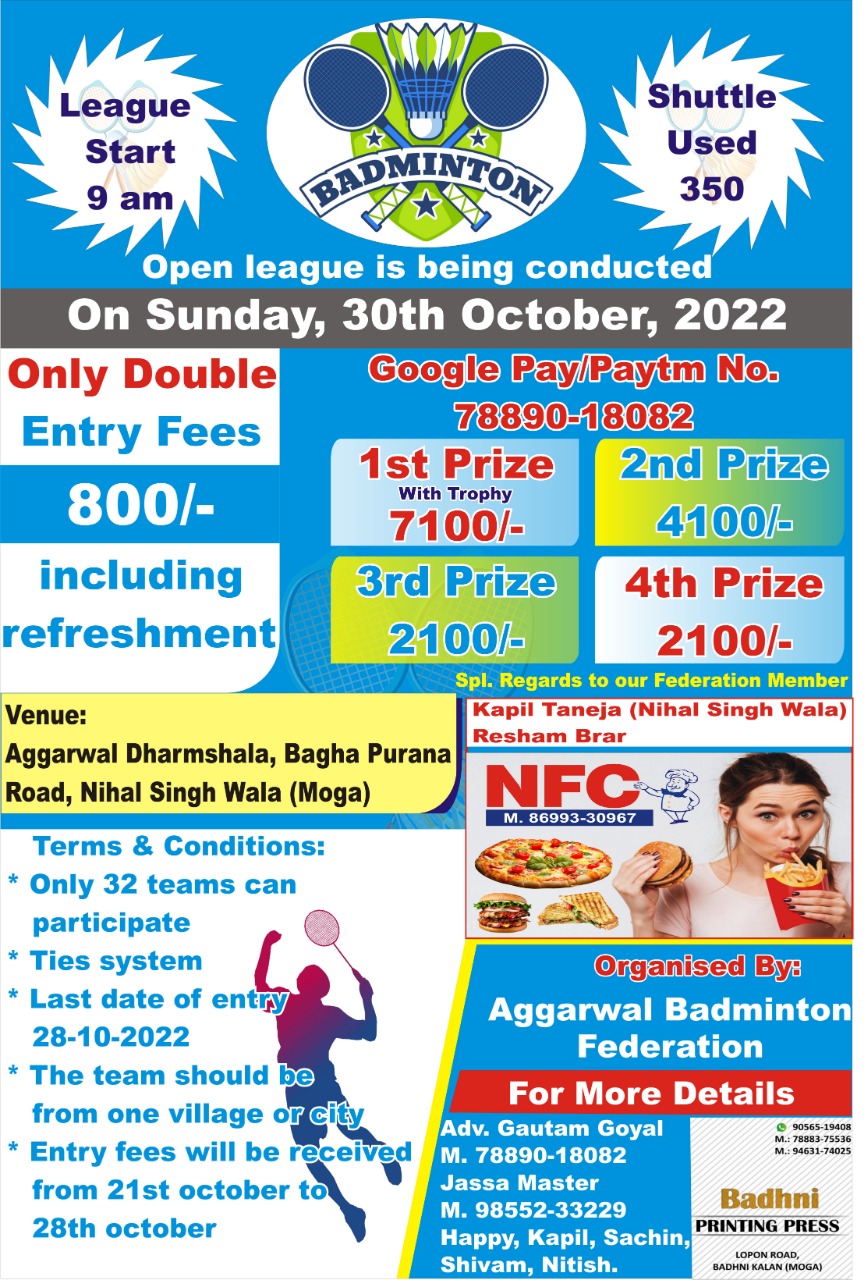 UPCOMING BADMINTON TOURNAMENTS 2022 – Badmintonpb