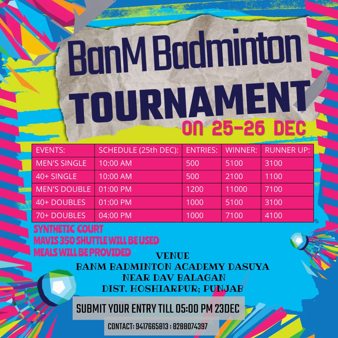 BanM Badminton Tournament 25-26Dec.