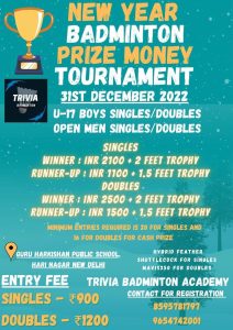 New Year Badminton Prize Money Tournament 31 Dec 2022