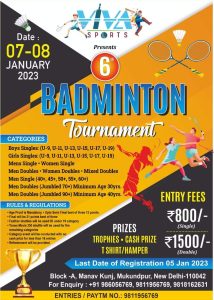 6th Badminton Tournament, Mukundpur- New Delhi. 07-08 Jan.2024