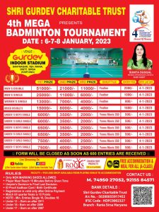 4th Mega Badminton Tournament