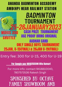 BADMINTON TOURNAMENT - AMB (HP) 25-26 JAN.2023