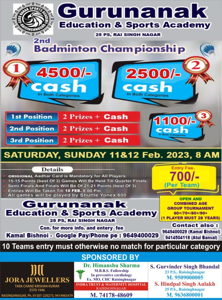 BADMINTON TOURNAMENTS 2023 Badmintonpb