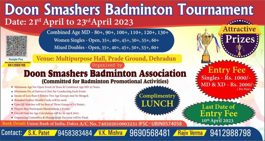 Doon Smashers Badminton Tournament Dehradun