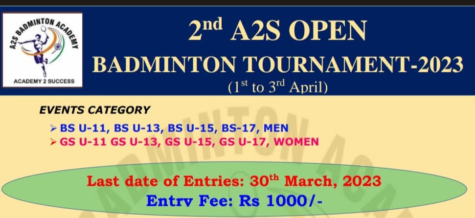 2nd A2S Open Badminton Tournament-Shodapur-Panipat 1-3 April 2023-TN