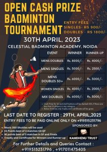 Open Cash Prize Badminton Tournament