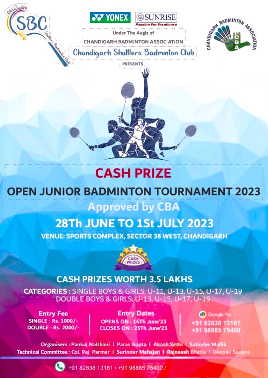 Oen Junior Badminton Tournament 2023 Chandigarh