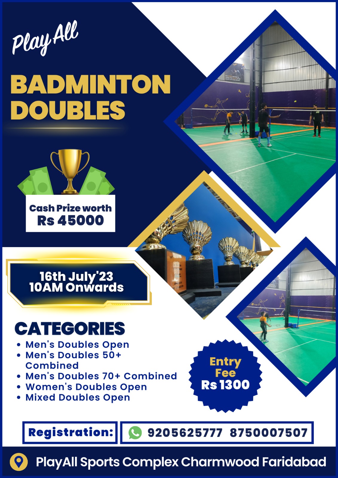 PlayAll Badminton Doubles Tournament Faridabad.