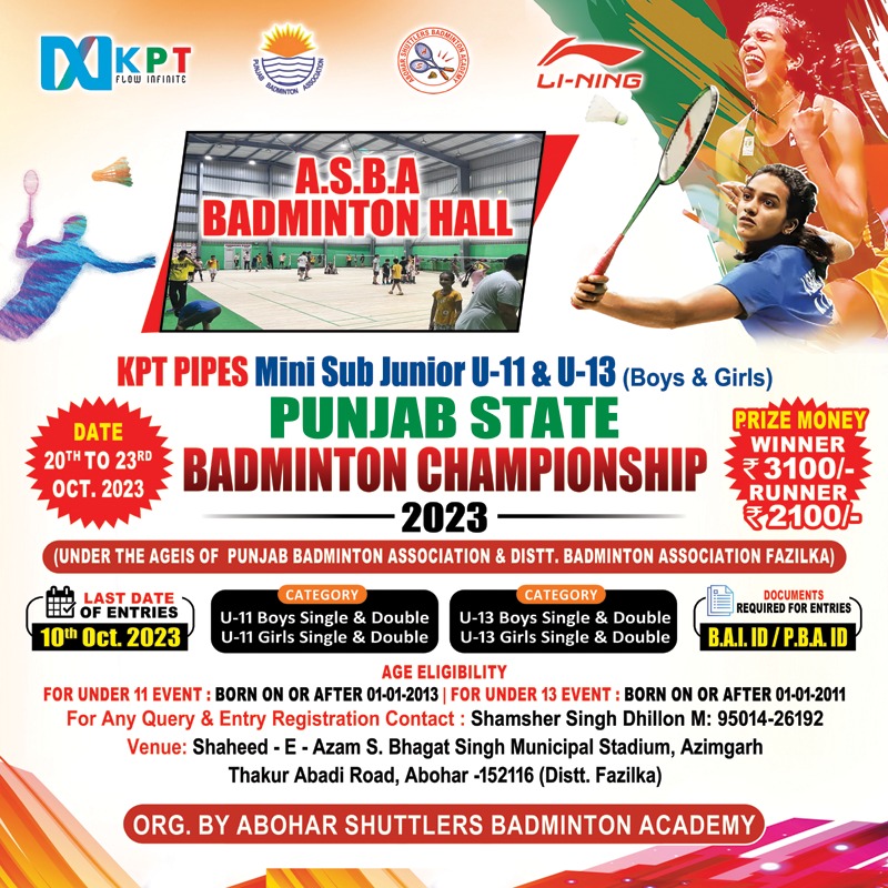 Mini Sub Junior U11-13 Punjab State Badminton Championship