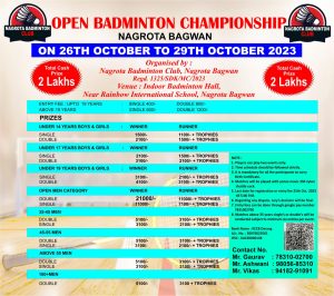 Open Badminton Tournament Nagrota Bagwan