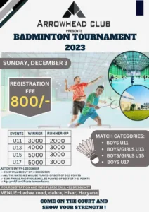 Arrowhead Club Badminton Tournament 2023
