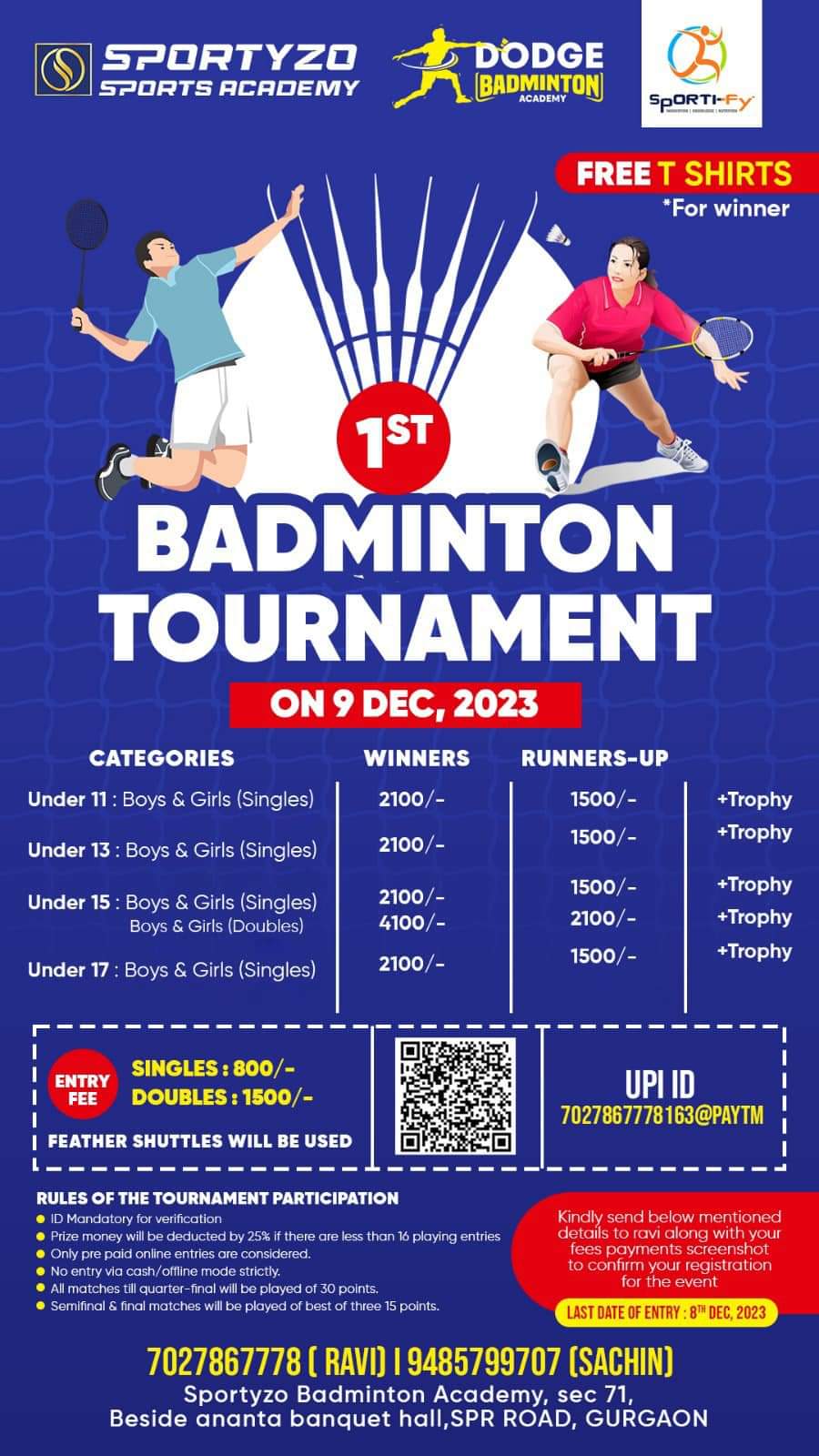 1st Badminton Tournament Gurgaon Badmintonpb