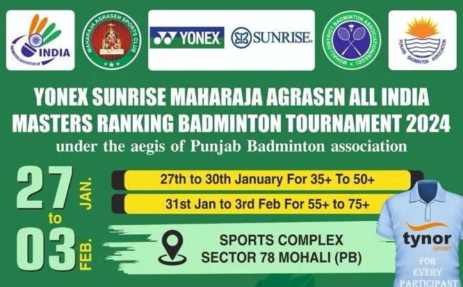 Yonex Sunrise Maharaja Agrasen All India Masters Ranking Badminton Tournament 2024