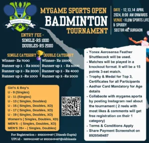 Mygame Sports Open Badminton Tournament