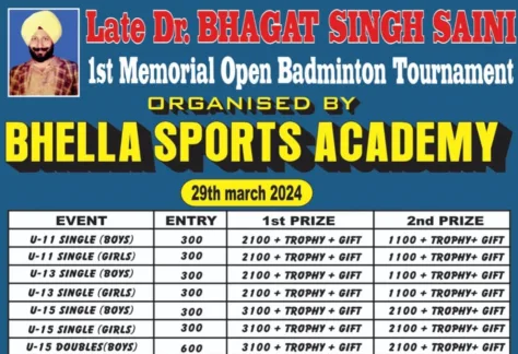 1st Late Dr.Bhagat Singh Saini Mem Open Badminton Tournament_TN