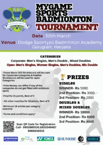 MyGame Sportss Badminton Tournament Gurugram