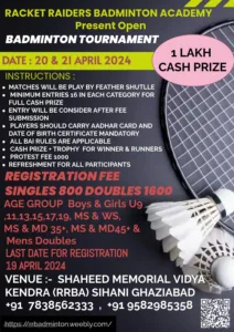 Racket Raiders Badminton Tournament Ghaziabad