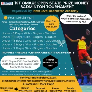 1st Omaxe Open State Prize Money Badminton Tournament