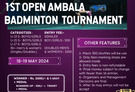 1st LSBA OPEN AMBALA BADMINTON TOURNAMENT