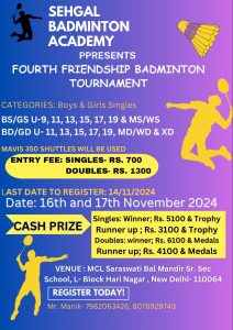 4th Friendship Badminton Tournament New Delhi