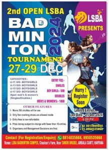 2nd Open LSBA Badminton Tournament 2024