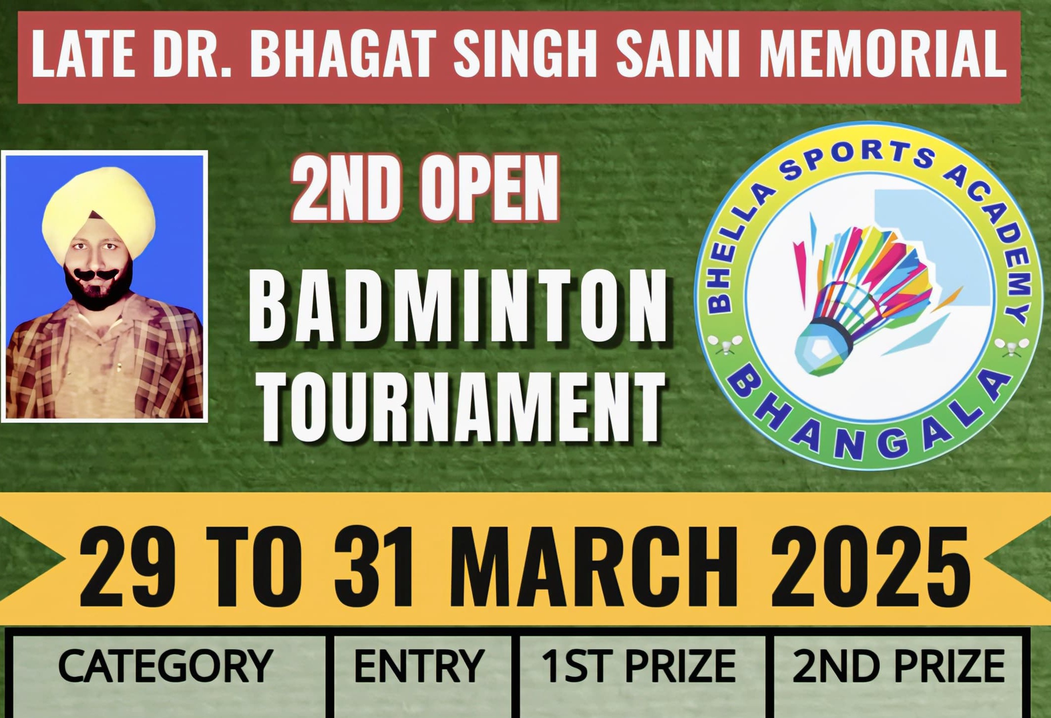 Dr.BS Saini Memorial 2nd Open Badminton Tournament_TN