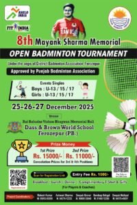8th Mayank Sharma Memorial Badminton Tournament