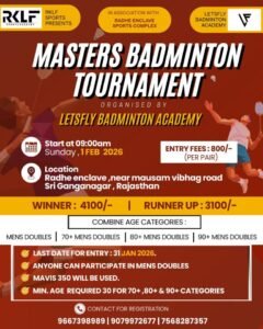 Masters Badminton Tournament 01 Feb 2026